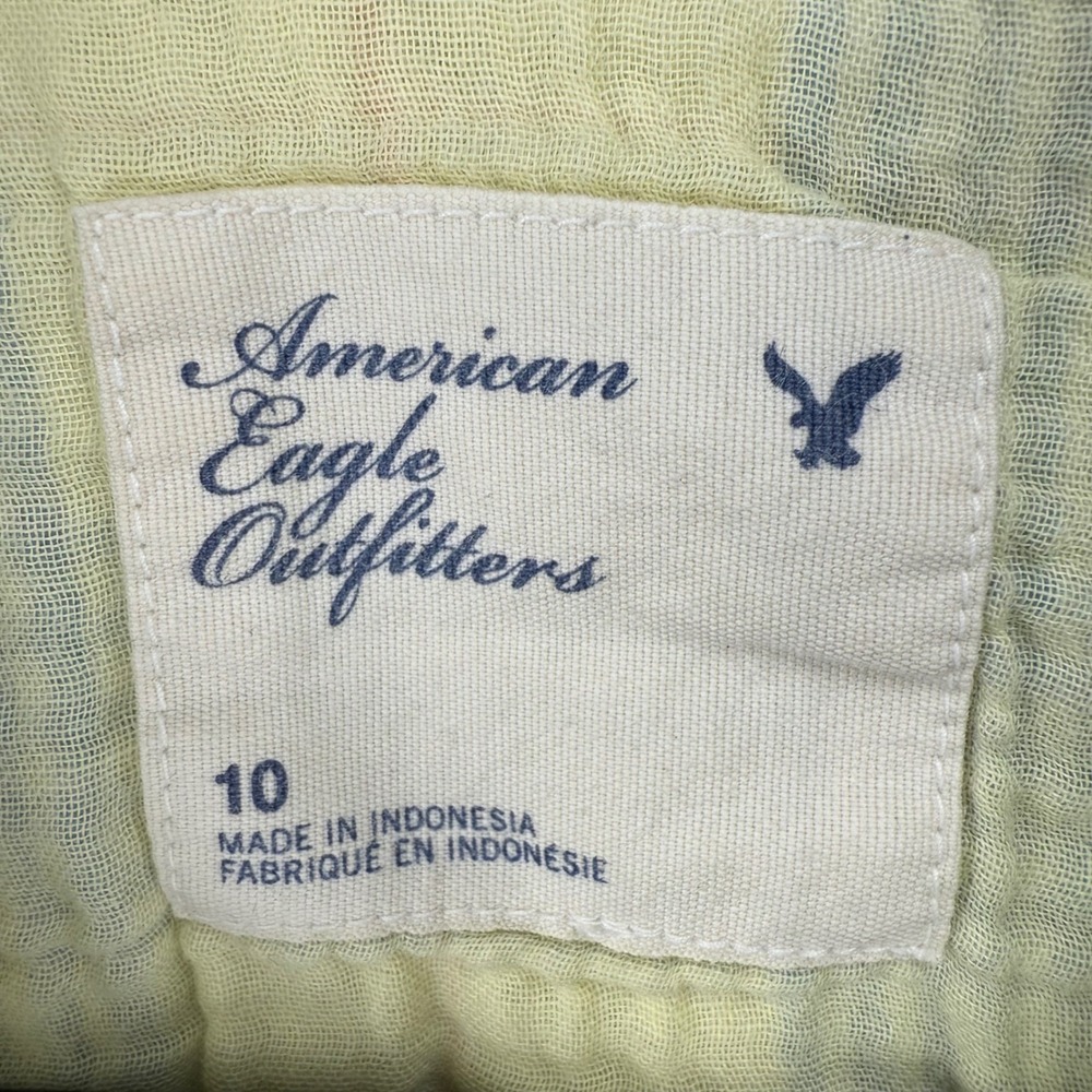 American Eagle Womens Plaid Snap Front Western Gauze Shirt Yellow Blue Size 10 - Picture 8 of 15